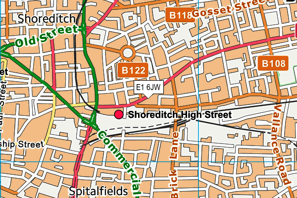 E1 6JW map - OS VectorMap District (Ordnance Survey)