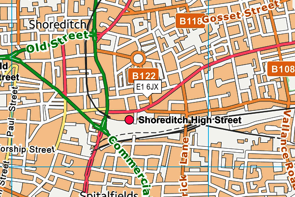 E1 6JX map - OS VectorMap District (Ordnance Survey)