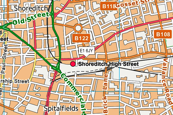 E1 6JY map - OS VectorMap District (Ordnance Survey)