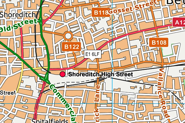 Puregym (London Shoreditch High Street) map (E1 6LF) - OS VectorMap District (Ordnance Survey)