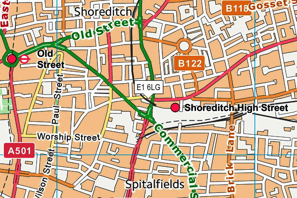 E1 6LG map - OS VectorMap District (Ordnance Survey)