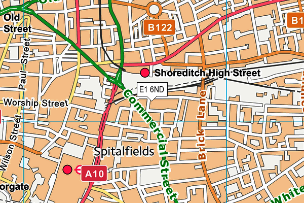 E1 6ND map - OS VectorMap District (Ordnance Survey)