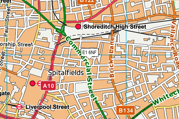 E1 6NF map - OS VectorMap District (Ordnance Survey)