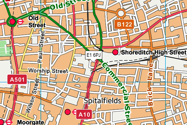 E1 6PJ map - OS VectorMap District (Ordnance Survey)