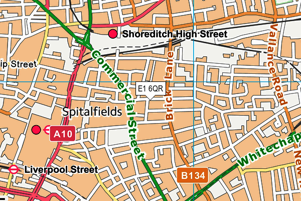 E1 6QR map - OS VectorMap District (Ordnance Survey)