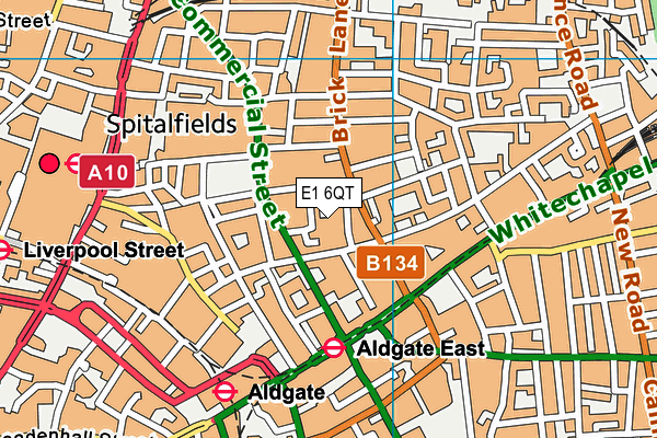 E1 6QT map - OS VectorMap District (Ordnance Survey)