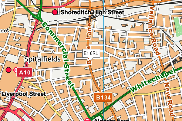 E1 6RL map - OS VectorMap District (Ordnance Survey)