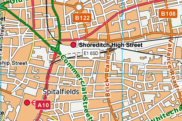 E1 6SD map - OS VectorMap District (Ordnance Survey)