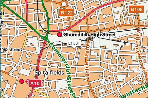 E1 6SF map - OS VectorMap District (Ordnance Survey)