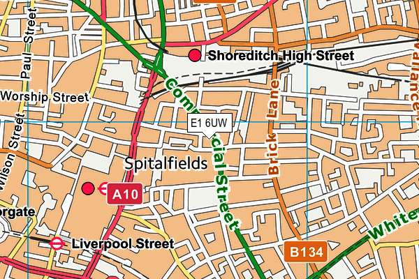 E1 6UW map - OS VectorMap District (Ordnance Survey)