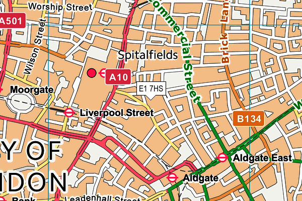 Fitness First (Spitalfields Tower - Shoreditch) (Closed) map (E1 7HS) - OS VectorMap District (Ordnance Survey)