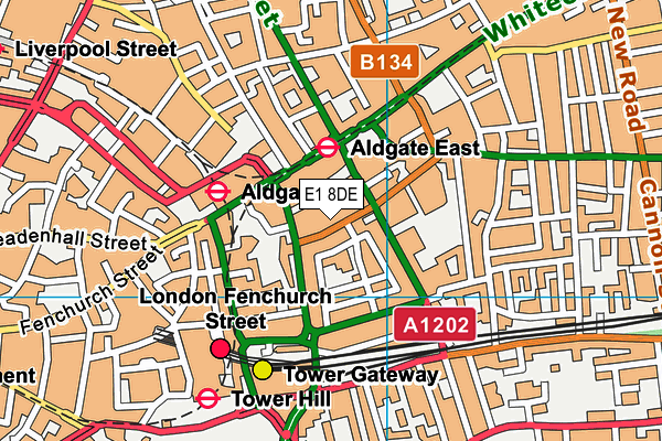 Anytime Fitness (Aldgate) map (E1 8DE) - OS VectorMap District (Ordnance Survey)