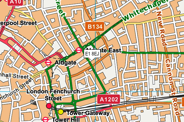 E1 8EJ map - OS VectorMap District (Ordnance Survey)