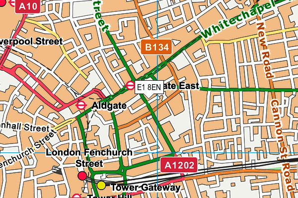 E1 8EN map - OS VectorMap District (Ordnance Survey)