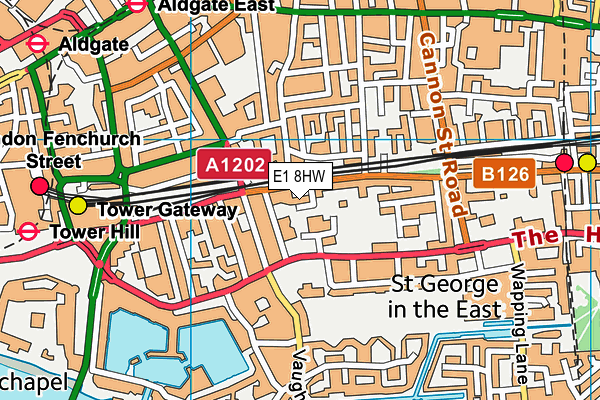 E1 8HW map - OS VectorMap District (Ordnance Survey)