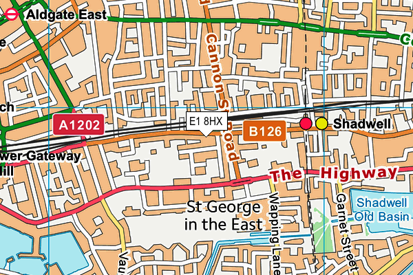 E1 8HX map - OS VectorMap District (Ordnance Survey)