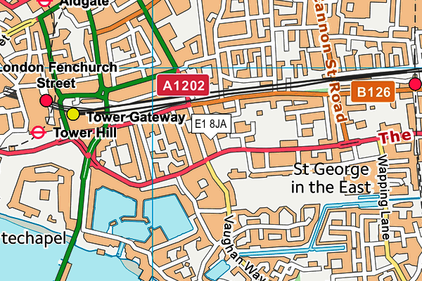 E1 8JA map - OS VectorMap District (Ordnance Survey)