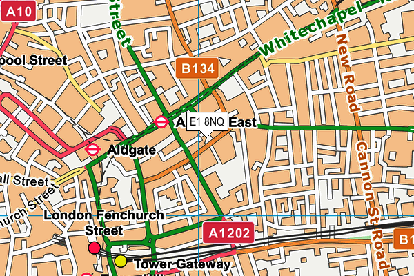 E1 8NQ map - OS VectorMap District (Ordnance Survey)