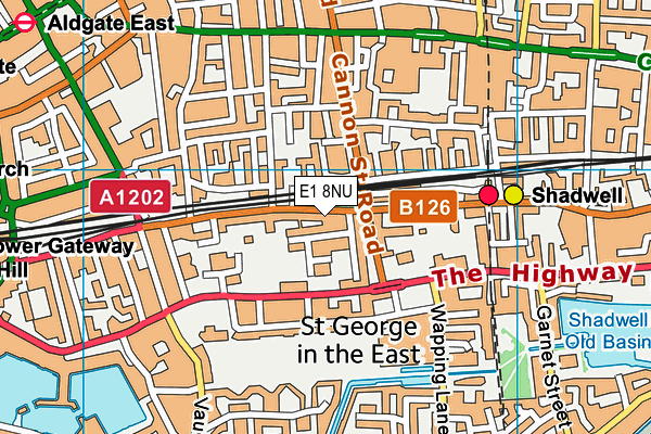 E1 8NU map - OS VectorMap District (Ordnance Survey)