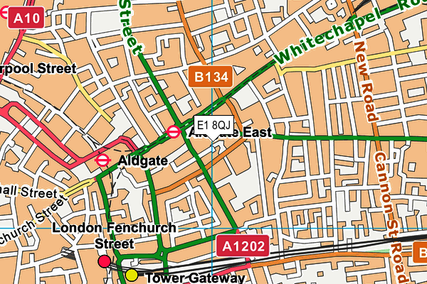 E1 8QJ map - OS VectorMap District (Ordnance Survey)