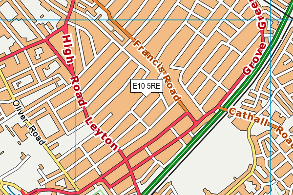 E10 5RE map - OS VectorMap District (Ordnance Survey)
