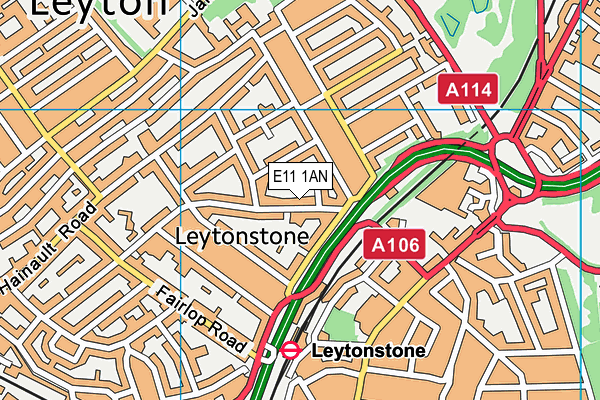 E11 1AN map - OS VectorMap District (Ordnance Survey)