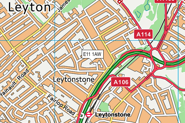 E11 1AW map - OS VectorMap District (Ordnance Survey)