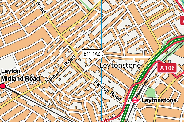 E11 1AZ map - OS VectorMap District (Ordnance Survey)