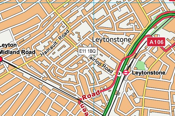 E11 1BQ map - OS VectorMap District (Ordnance Survey)