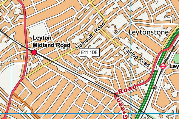 E11 1DE map - OS VectorMap District (Ordnance Survey)