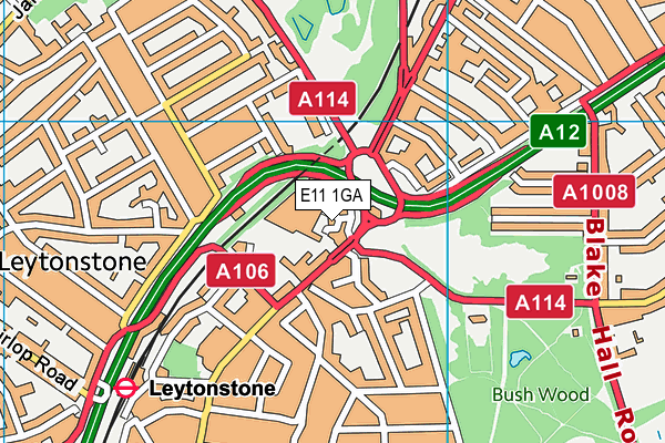 E11 1GA map - OS VectorMap District (Ordnance Survey)