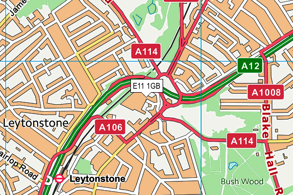 E11 1GB map - OS VectorMap District (Ordnance Survey)