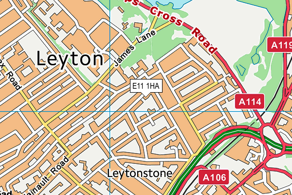 E11 1HA map - OS VectorMap District (Ordnance Survey)