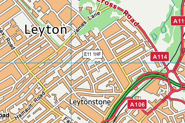 E11 1HF map - OS VectorMap District (Ordnance Survey)