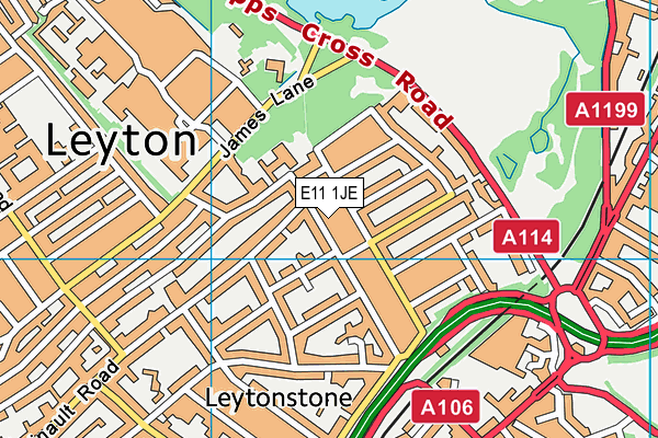 E11 1JE map - OS VectorMap District (Ordnance Survey)