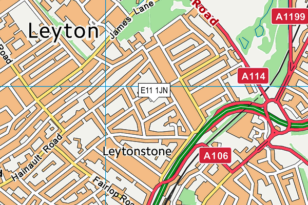 E11 1JN map - OS VectorMap District (Ordnance Survey)