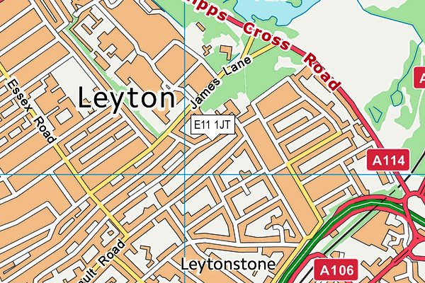 E11 1JT map - OS VectorMap District (Ordnance Survey)