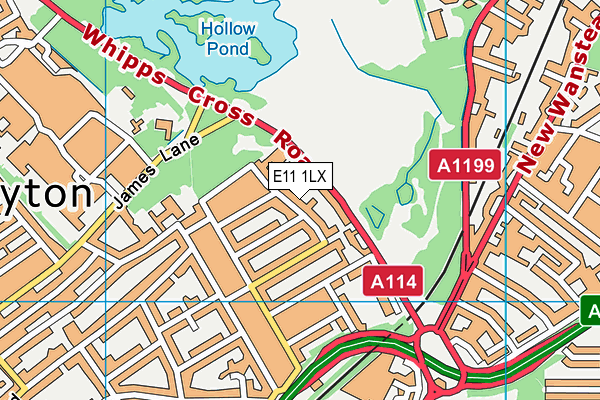 E11 1LX map - OS VectorMap District (Ordnance Survey)