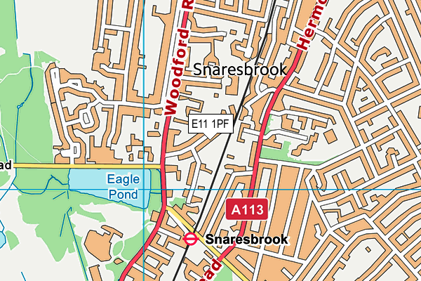 E11 1PF map - OS VectorMap District (Ordnance Survey)