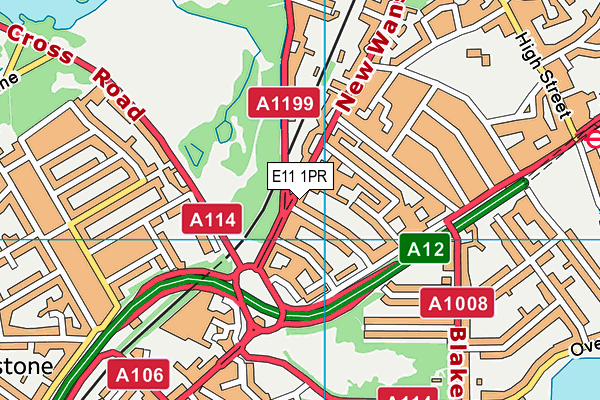 E11 1PR map - OS VectorMap District (Ordnance Survey)