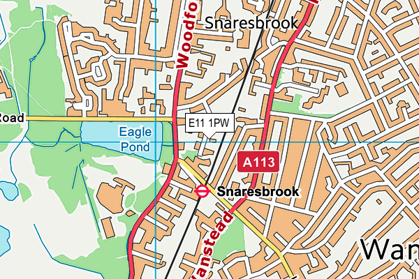 E11 1PW map - OS VectorMap District (Ordnance Survey)