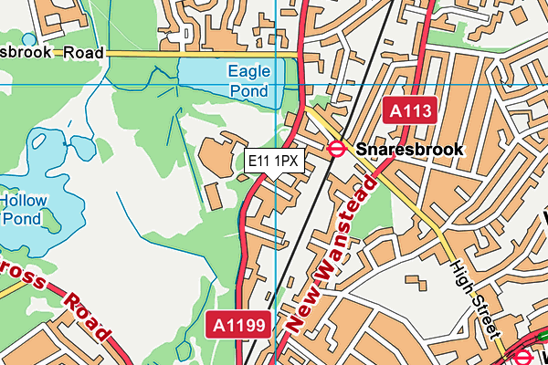 E11 1PX map - OS VectorMap District (Ordnance Survey)