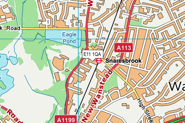 E11 1QA map - OS VectorMap District (Ordnance Survey)