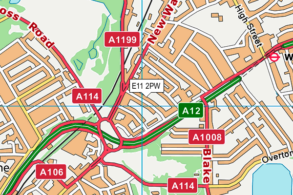 E11 2PW map - OS VectorMap District (Ordnance Survey)