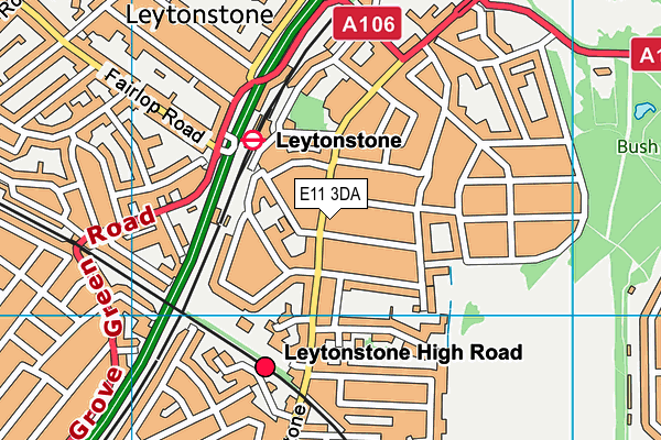 Puregym (London Leytonstone) map (E11 3DA) - OS VectorMap District (Ordnance Survey)