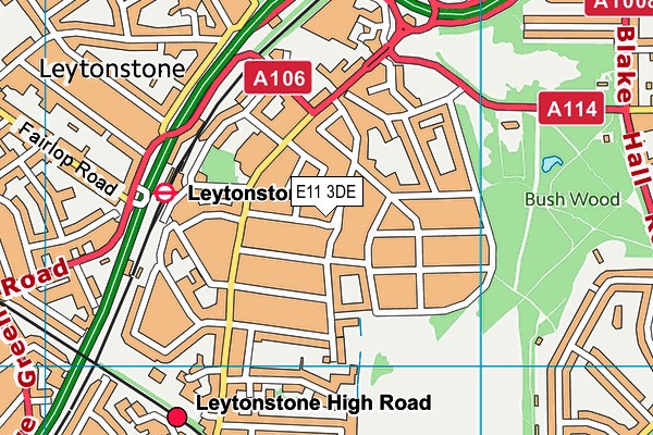 E11 3DE map - OS VectorMap District (Ordnance Survey)