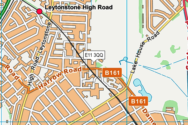 Wanstead Flats (Harrow Road) map (E11 3QQ) - OS VectorMap District (Ordnance Survey)
