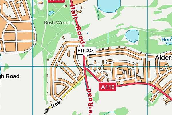 E11 3QX map - OS VectorMap District (Ordnance Survey)