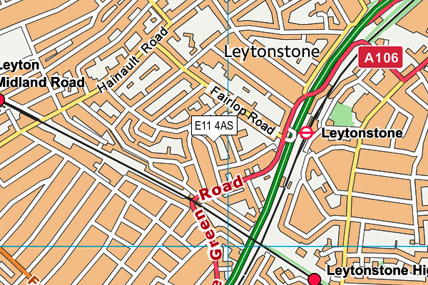 E11 4AS map - OS VectorMap District (Ordnance Survey)