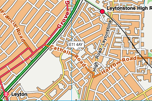 E11 4AY map - OS VectorMap District (Ordnance Survey)